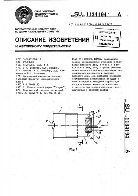 Модель глаза (патент 1134194)