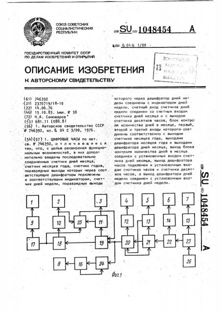 Цифровые часы (патент 1048454)