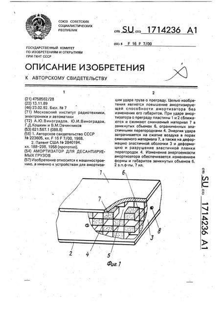 Амортизатор для десантируемых грузов (патент 1714236)