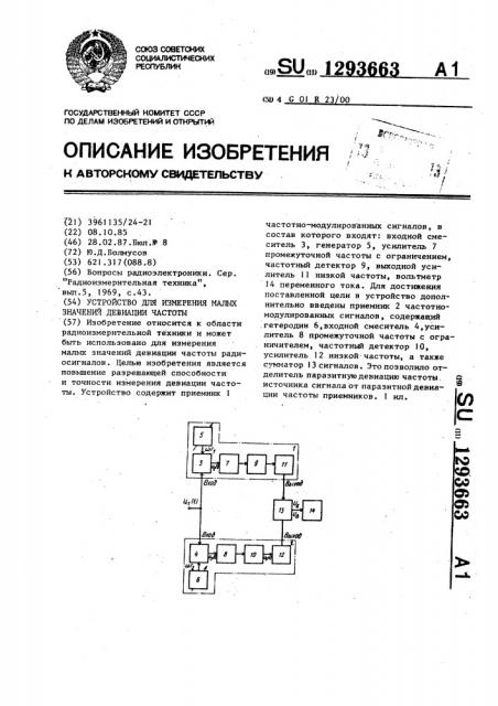 Устройство для измерения малых значений девиации частоты (патент 1293663)