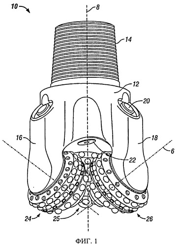 Гибридное буровое долото с большим отношением диаметров направляющего штифта и цапфы (патент 2541414)