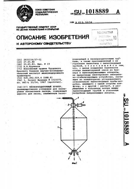 Пескораздаточный бункер (патент 1018889)