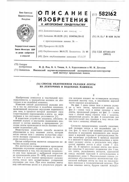 Способ уплотнения укладки ленты на ленточных и подобных машинах (патент 582162)