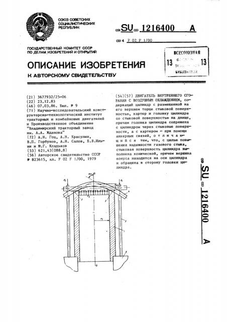 Двигатель внутреннего сгорания с воздушным охлаждением (патент 1216400)