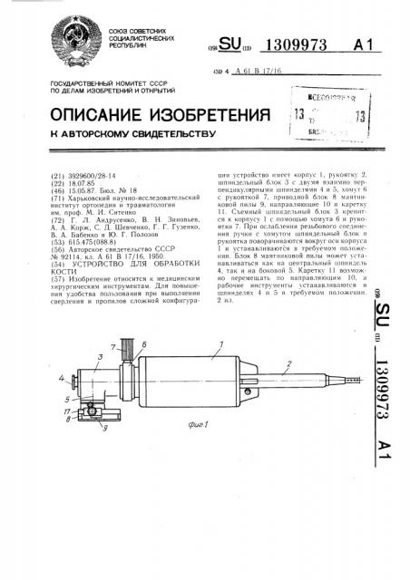 Устройство для обработки кости (патент 1309973)