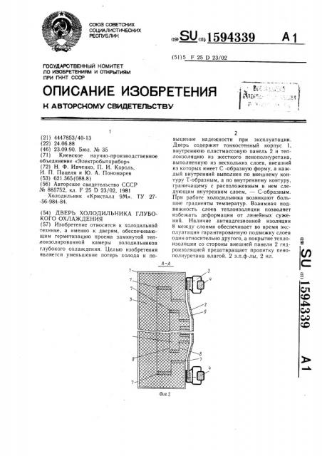 Дверь холодильника глубокого охлаждения (патент 1594339)