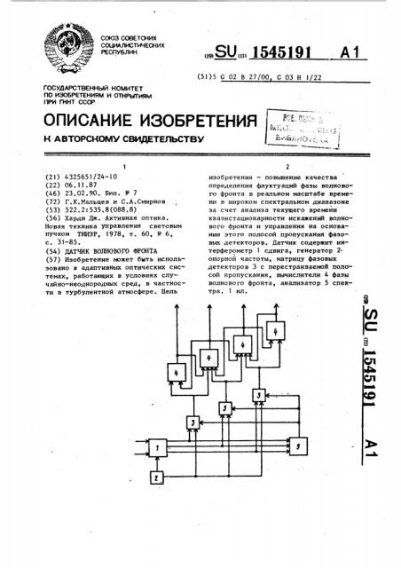 Датчик волнового фронта (патент 1545191)