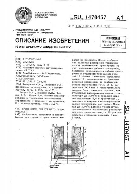 Пресс-форма для горячего прессования (патент 1470457)