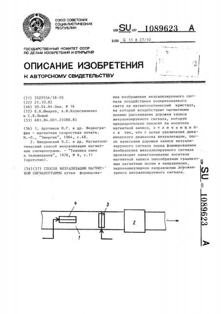 Способ визуализации магнитной сигналограммы (патент 1089623)