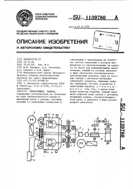 Канатовьющая машина (патент 1139780)