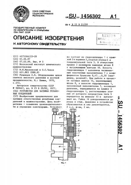 Устройство для затяжки резьбовых соединений (патент 1456302)