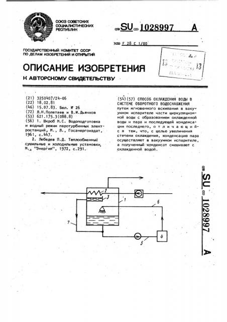 Способ охлаждения воды в системе оборотного водоснабжения (патент 1028997)