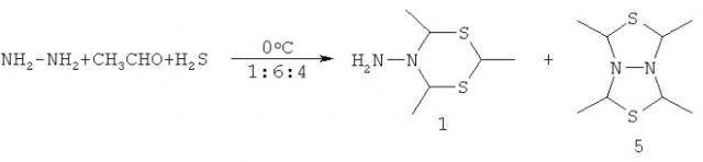 Способ получения 2,4,6-триметил-(1,3,5-дитиазинан-5-ил)амина (патент 2481337)
