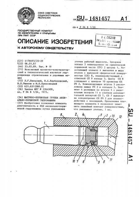 Шатунно-поршневая группа аксиально-поршневой гидромашины (патент 1481457)