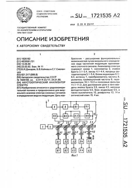 Акустооптический анализатор спектра (патент 1721535)