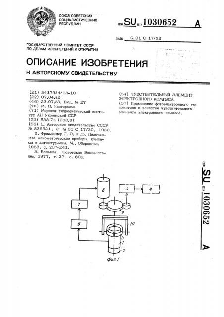 Чувствительный элемент электронного компаса (патент 1030652)