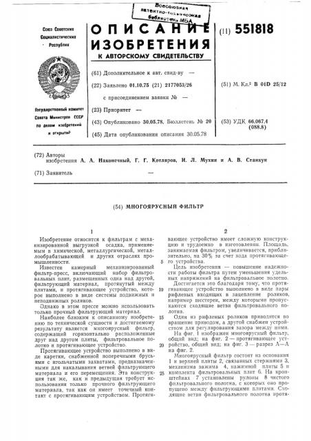 Многоярусный фильтр (патент 551818)
