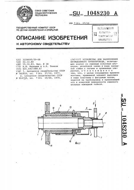 Устройство для закрепления промываемого трубопровода (патент 1048230)