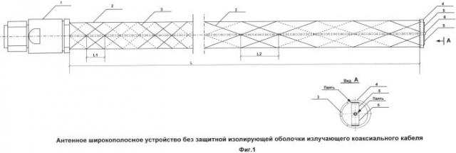 Антенное широкополосное устройство на основе излучающего коаксиального кабеля (патент 2559755)