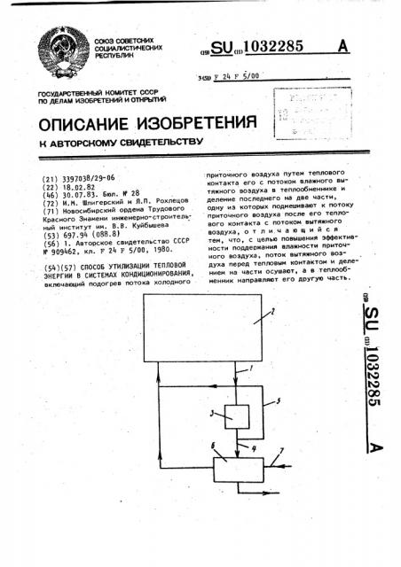 Способ утилизации тепловой энергии в системах кондиционирования (патент 1032285)