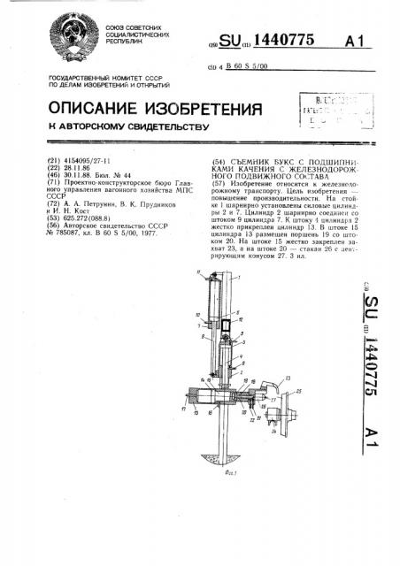 Съемник букс с подшипниками качения с железнодорожного подвижного состава (патент 1440775)