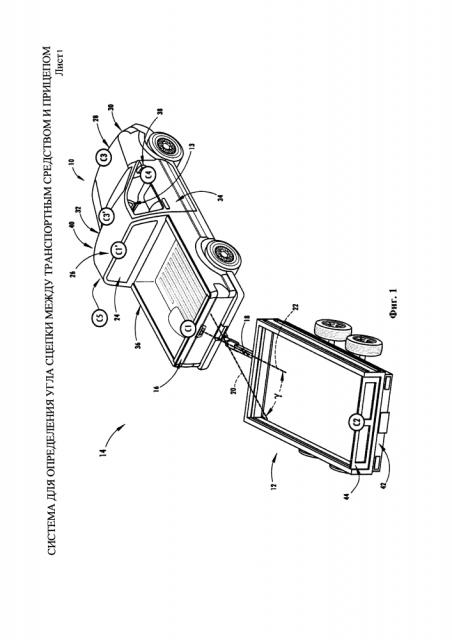 Система для определения угла сцепки между транспортным средством и прицепом (патент 2617895)