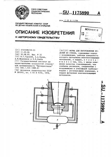 Форма для изготовления изделий из стекла (патент 1175890)