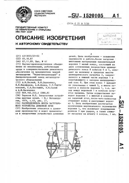 Распределитель шихты загрузочного устройства доменной печи (патент 1520105)