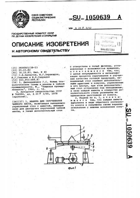 Машина для скручивания чайного листа (патент 1050639)