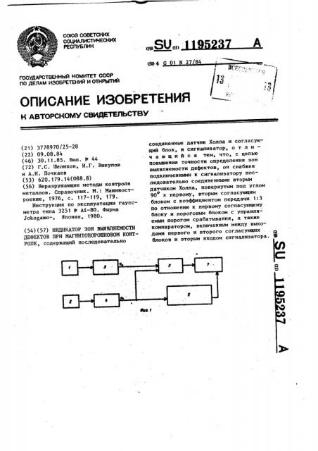 Индикатор зон выявляемости дефектов при магнитопорошковом контроле (патент 1195237)