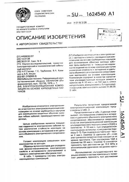 Электроизоляционная композиция на основе карбоцепных каучуков (патент 1624540)