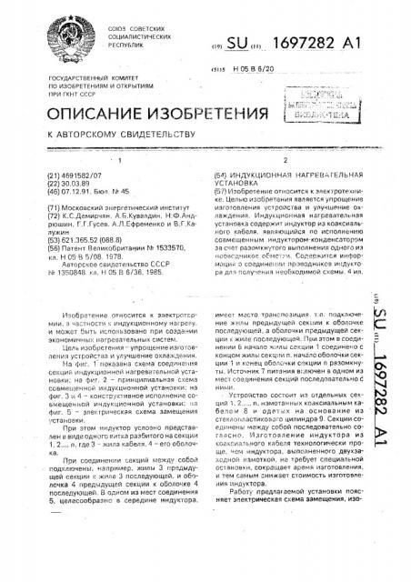 Индукционная нагревательная установка (патент 1697282)