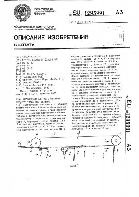 Устройство для изготовления сигарет овального сечения (патент 1295991)