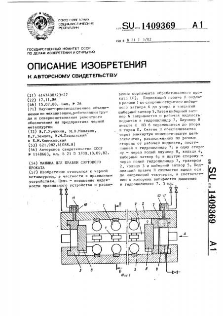 Машина для правки сортового проката (патент 1409369)