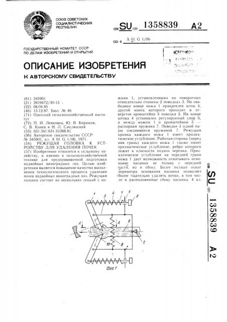 Режущая головка к устройству для удаления почек (патент 1358839)