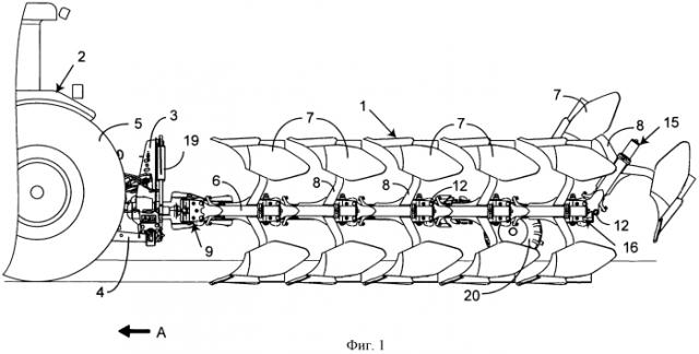 Плуг с устройством для подъема, по меньшей мере, одного грядиля (патент 2566183)