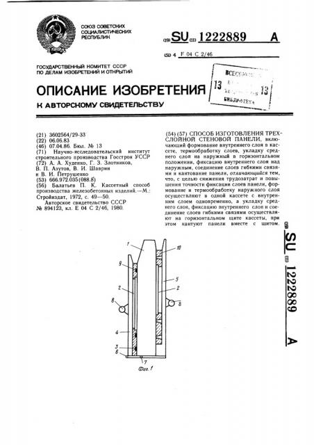 Способ изготовления трехслойной стеновой панели (патент 1222889)