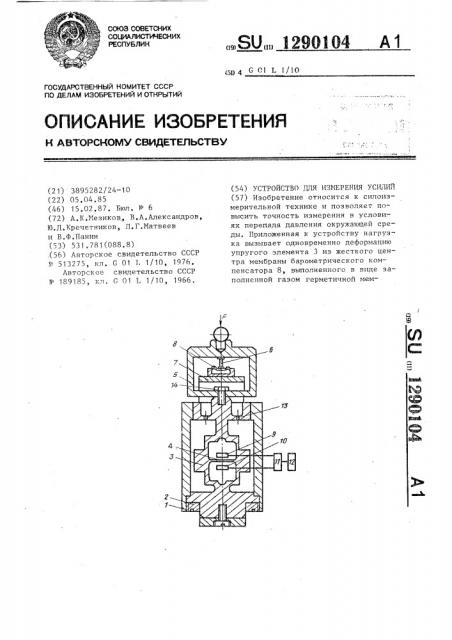 Устройство для измерения усилий (патент 1290104)