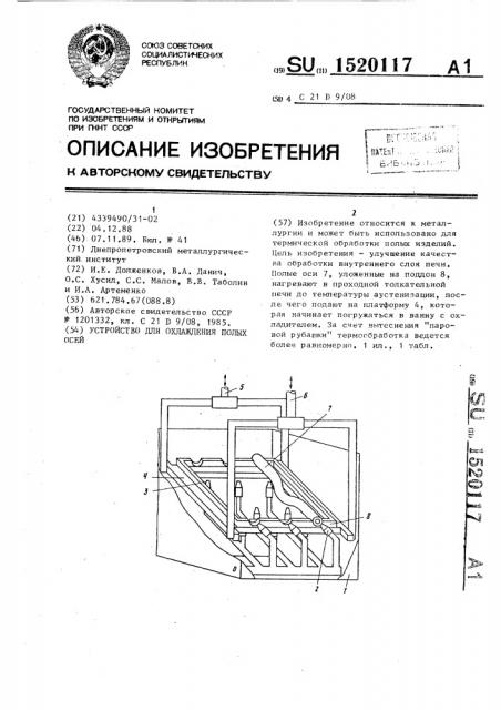 Устройство для охлаждения полых осей (патент 1520117)