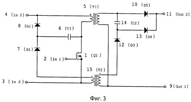 Преобразователь напряжения с индуктивно связанными рекуперационными цепями (патент 2396685)