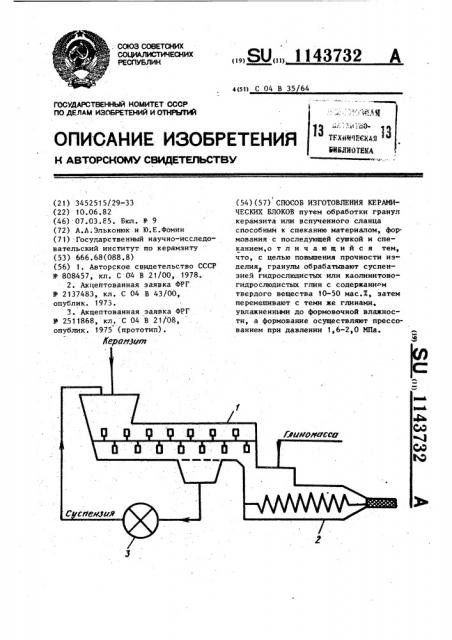 Способ изготовления керамических блоков (патент 1143732)