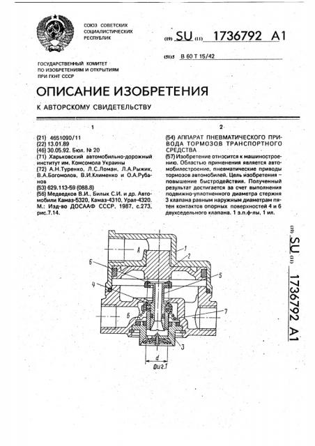 Аппарат пневматического привода тормозов транспортного средства (патент 1736792)