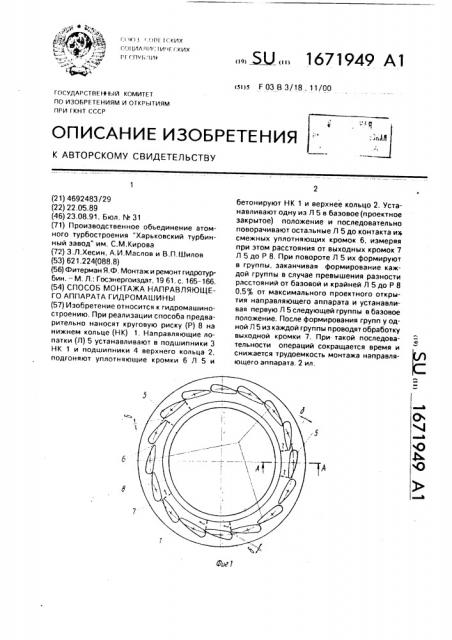 Способ монтажа направляющего аппарата гидромашины (патент 1671949)