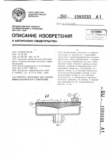 Электродинструмент для электрохимико-механического полирования (патент 1583233)