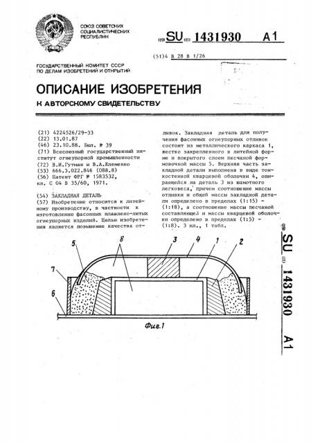 Закладная деталь (патент 1431930)