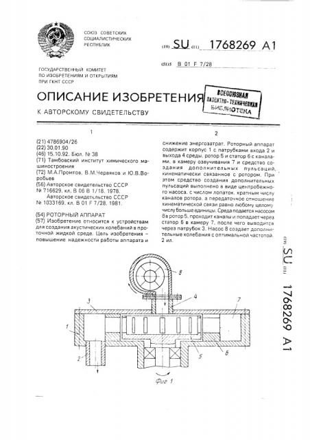 Роторный аппарат (патент 1768269)