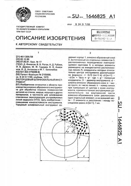 Торцевой шлифовальный инструмент (патент 1646825)