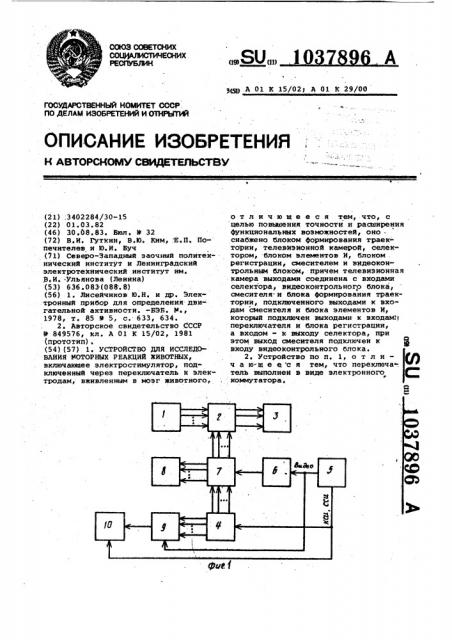 Устройство для исследования моторных реакций животных (патент 1037896)