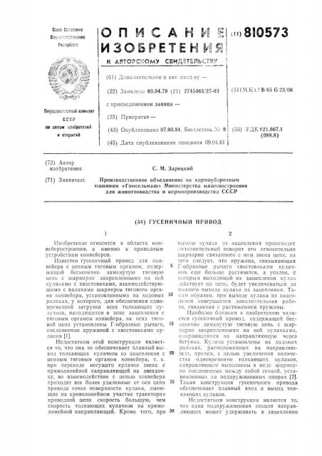 Гусеничный привод (патент 810573)