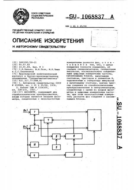 Фазометр (патент 1068837)